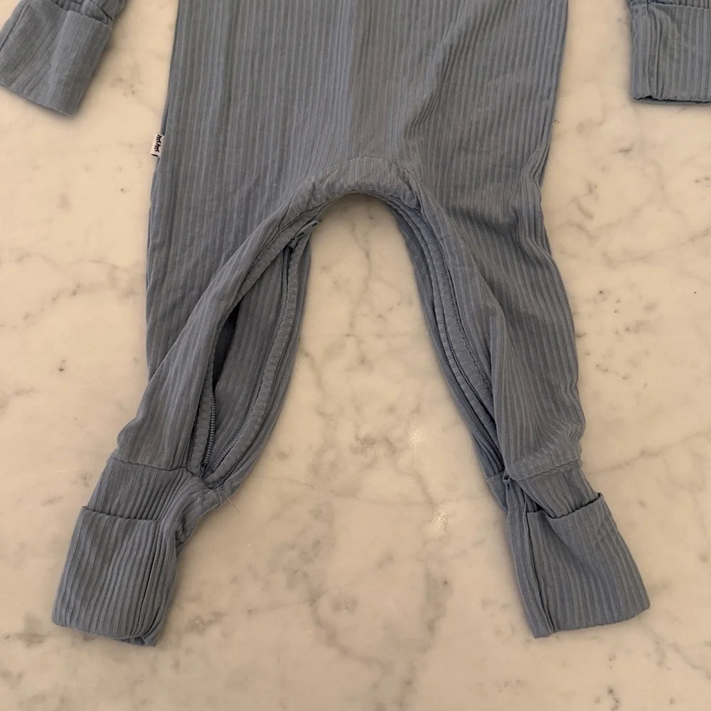 Little Sleepies Light Fog Ribbed Zippy Pajamas 0-3M Bamboo Romper